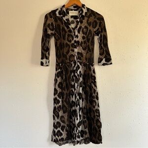 Samantha Sung Audrey Dress Leopard Print Mid Sleeve Animal Print Size 2
